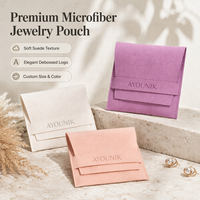 Pochette carrée à rabat en microfibre suédée rose mauve avec logo personnalisé en relief, emballage de luxe pour bijoux, boucles d'oreilles, bagues, cadeaux