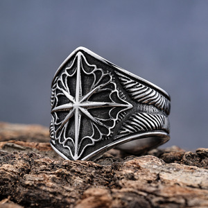 Mecylife Punk Viking đồ trang sức nhẫn Bắc Âu Octagon Sao Knot phong cách gỉ miễn phí thép không gỉ nhẫn cho nam giới bán buôn không thấm nước - Product Image 3