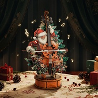 Holz-Cello Spieluhr 3D-Puzzle, Handkurbel-Mechanik spielt Weihnachtsmelodie, DIY-Montage Heimdekoration Geschenk