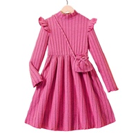 Robe de princesse en maille à manches longues avec dentelle épissée, nouvelle collection automne 2025 pour filles, vêtements pour enfants