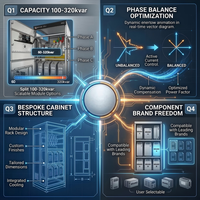 Armoire de compensation de phase fractionnée GGJ 60-320kvar, batterie de condensateurs monophasés pour charge électrique commerciale asymétrique