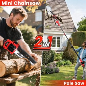 Tronçonneuse à perche télescopique sans balais 21V à batterie, moteur 550W, barre multi-longueurs pour l'élagage extérieur et le jardinage GT-500 - Product Image 2