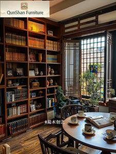 Meuble de rangement durable et élégant pour votre bibliothèque à domicile - Bibliothèque élégante en olivier vintage, bibliothèque en bois massif avec étagères de rangement - Product Image 6