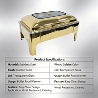 Luxuriöser Goldener Brenner 9L Rechteckiger Edelstahl Buffet Chafing Dish Warmhaltebehälter für Hotel Restaurant Catering
