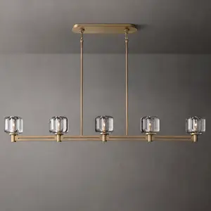 Italian Luxury Crystal Lamp Indoor Living Room Modern Pendant Light K9 Crystal Rectangular Chandelier