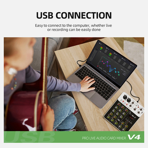 Debra <span class=keywords><strong>V4</strong></span> Console de mixage audio numérique professionnelle 4 canaux avec effets, carte son, enregistrement PC USB pour <span class=keywords><strong>Bluetooth</strong></span> - Product Image 4