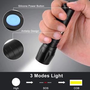Mini lampe torche USB avec batterie intégrée, étanche, COB LED, zoom, aluminium, 3 modes, rechargeable, mini linterna - Product Image 5