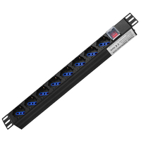 Multiprise industrielle italienne de base pour rack de serveur 19 pouces 1U 1.5U, 6/7/12 voies, prises orientées à 45 degrés, norme EIA, montage en rack