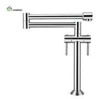 Robinet de cuisine moderne à 2 poignées, en laiton, à montage sur plan, avec cartouche céramique, finition bronze huilé poli, mitigeur d'évier pliable