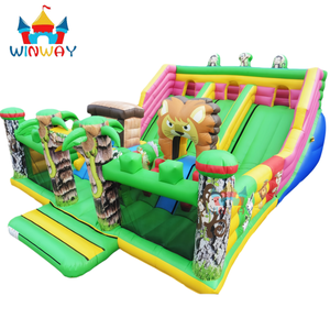 Château gonflable commercial pour animaux de la jungle, aire de jeux avec toboggan intérieur/extérieur pour les événements et les locations de fêtes - Product Image 1