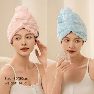 Bonnet de serviette en molleton de corail à séchage rapide pour femmes Super absorbant en microfibre <span class=keywords><strong>bain</strong></span> douche enveloppement doux <span class=keywords><strong>Turban</strong></span> adapté aux voyages - Product Image 3