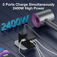Adaptateur multi-prises Wontravel UK/EU PD à charge rapide GaN 160W pour téléphone portable, ordinateur portable et appareil photo avec port Type-C, chargeur mural de voyage