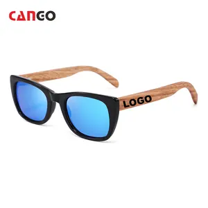 Cango óculos de sol de bambu e madeira para homens, óculos personalizados com logotipo, protetor solar para olhos de gato, atacado