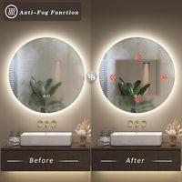 Miroir de salle de bain intelligent rond rétroéclairé à intensité variable avec lumière LED - Offre Spéciale