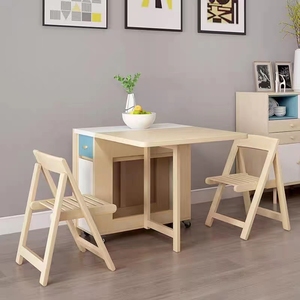 <span class=keywords><strong>Tavolo</strong></span> da Pranzo Multifunzionale Estensibile in MDF con Sedute Nascoste, Vano Contenitore e Design Pieghevole Compatto - Product Image 3