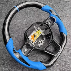 Volant sport haute performance avec fibre de carbone véritable et cuir bleu pour CRV, volant de voiture personnalisé - Product Image 2
