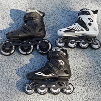 Patins à roulettes Jingying Stock Urban Freestyle Slalom Noir Blanc 4 roues à coque rigide pour adulte