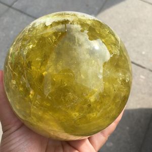 Boule <span class=keywords><strong>de</strong></span> quartz naturel jaune, 1 pièce, pierre en citrine, sphère <span class=keywords><strong>de</strong></span> <span class=keywords><strong>cristal</strong></span> <span class=keywords><strong>de</strong></span> guérison, vente en gros - Product Image 4