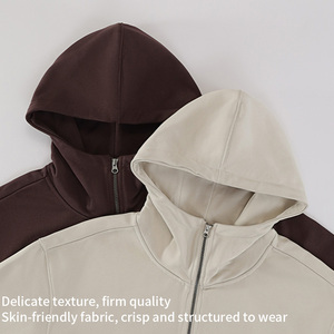 Sweat à capuche surdimensionné de haute qualité 100% coton, fermeture éclair haute, boucles en laine épaisse, personnalisable - Product Image 2