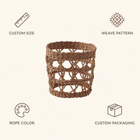 Panier en jonc de mer et jute tressé à la main, support de vase, porte-gobelet, décoration de table en fibres naturelles, vente en gros OEM, panier en corde tressée