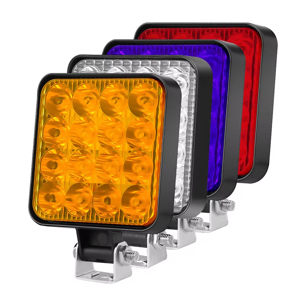 Factory Wholesale 12V Mini Plastic Square LED Work Light Cars 16 Lights 48W 6000K 1200lm Auxiliary Headlight Universal Fitment