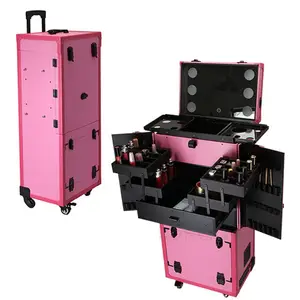 FAMA factory Professional aluminum cosmetic bag stylist nail beauty salon tools storage trolley rolling case