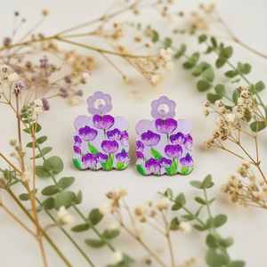 Pendientes colgantes florales morados con forma de flor, 12 piezas, joyería de moda para mujer - Product Image 3