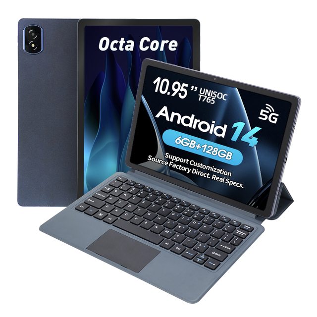 Wholesales 10.95 Inch FHD Tablet PC 6GB RAM 128GB ROM 2 in 1 Octa-Core 5G Dual SIM Card 5G WiFi Tablets with Keyboard