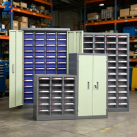 Armoire de rangement multi-spécifications avec cadre en acier gris et tiroirs en plastique transparents pour l'organisation de loisirs créatifs et de garage domestique
