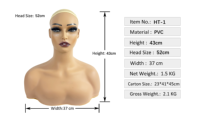 Grande Tête de Mannequin Femme Réaliste pour Présentation de Perruques Cheveux Humains Bouclés, Support de Perruque et Bandeau
