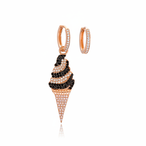 <b>Black</b> CZ Stone Zircon Ice Cream Design Fashion Fine Jewelry Wholesale Handmade 925 Sterling Silver <b>Earrings</b> - Product Image 2