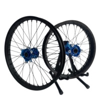 Roues de moto tout-terrain Surron Ultra Bee 21/18 pouces, roues à rayons noires, moyeu bleu, pour enduro