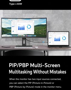 Monitor VA WQHD de <span class=keywords><strong>34</strong></span> Pulgadas CU34P2C con Adaptive Sync, Respuesta de 100Hz, 4ms, 121% SRGB, PIP, PBP, Conectividad USB C y Bluetooth - Product Image 5