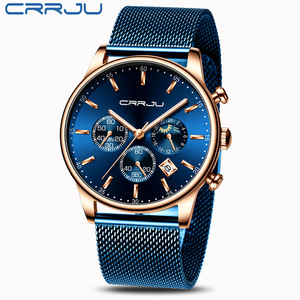 Montre à quartz CRRJU 2266, nouveau design, bracelet en maille étrange, étanche, chronographe 24 heures, calendrier, montre de <span class=keywords><strong>course</strong></span> - Product Image 4