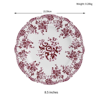 Assiettes en porcelaine fine à motifs floraux, best-sellers pour les hôtels, les restaurants et les présentoirs de mariage