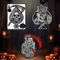 Vente flash : Patchs brodés personnalisés pour Halloween, figurines 3D de fantômes et d'horreur, en forme de cœur, thermocollants pour vêtements et décorations de chapeaux