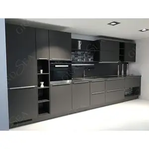 Professionale buon prezzo completo di colore nero acrilico cucina Design armadi moderni per mobili da cucina armadio da cucina