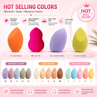 Éponge de maquillage en forme d'œuf, sans latex, multicolores, avec logo personnalisé, pour un maquillage parfait, ensemble d'éponges de beauté pour les doigts