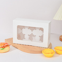 Boîte à tartelettes personnalisable, imprimée, recyclable, carrée/rectangulaire, en carton blanc pliable avec fenêtre, pour 2/4/6 tartelettes