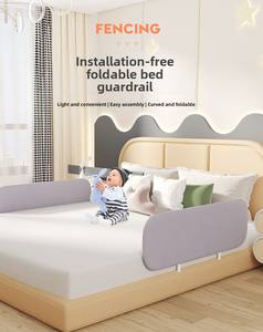 Barrière de lit bébé portable et pliable, réglable en hauteur, anti-chute, pour voyage, pour tout-petits, nourrissons et enfants - Product Image 2