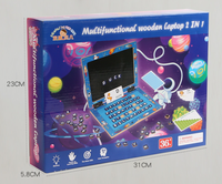 Enfants apprenant l'alphabets et les chiffres cahier en bois étude pad orthographe jouet ordinateur portable