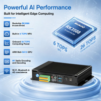 Mini PC AI Edge Computing RK3588, puissance de calcul NPU 6-32 Tops, 8 cœurs 64 bits, double LAN, 3 ports COM, 2 ports CAN, 1 port GND, GPIO 4 broches, Wi-Fi, 4G LTE