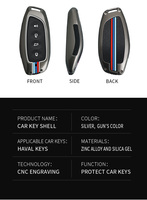 Accessoires intérieurs de voiture, coque de clé de voiture en alliage de zinc + silicone, étui de protection pour clé de voiture en métal, compatible avec Haval Great Wall