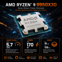 Prosesor Desktop AMD Ryzen 9 9950X3D 16C 32T Soket AM5 Zen5 untuk Gaming, Mendukung Motherboard X870 B650, Tersedia