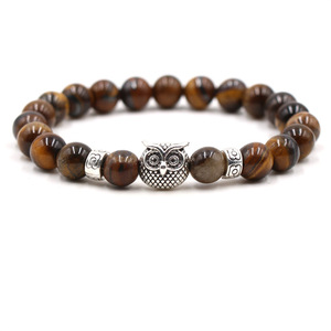 Pulseras de cuentas con cabeza de búdama para hombre, piedra ojo de tigre, roca volcánica, malaquita, cuarzo rosa, brazaletes para mujer, regalos budistas de oración - Product Image 5