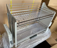 Fábrica Custom Modern Flat Chrome Hotel Uso Cozinha Prato Rack Gabinete Elevador De Armazenamento Cesta com Pull Down Hardware