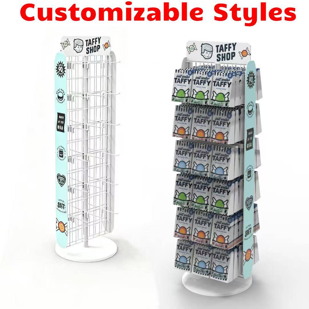 Custom Multi Functional Metal Snack Rack Durable Display Shelf with Hook for Supermarket & Candy Snacks Store — view 3