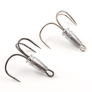 Hameçon de pêche lesté à trois griffes avec ardillon pour lancer longue distance sur cannes à spinning – Trois hameçons durables avec plomb - Product Image 3