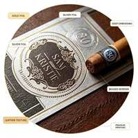 Étiquettes personnalisées de luxe pour cigares, gaufrées, estampées à chaud, dorées, autocollantes, imperméables, pour bandes de cigares