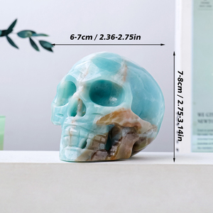 Crânes en cristal d'amazonite naturel sculptés, <span class=keywords><strong>bleu</strong></span> ciel, pour la décoration, vente en gros - Product Image 2